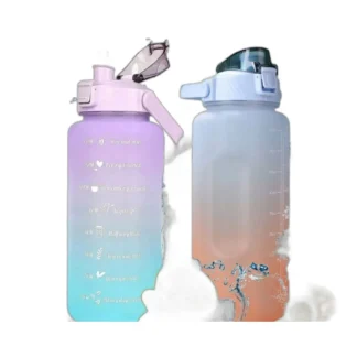 2x BIDON NA WODĘ 2000ml ZE SŁOMKĄ Z UCHWYTEM MIARKĄ BUTELKA MOTYWACYJNA 2L — zdjęcie 1