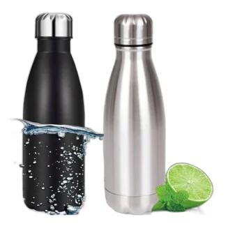 Zestaw dwóch stalowych butelek termicznych 500 ml z kubkami — zdjęcie 1