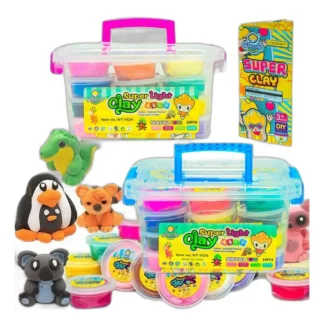 2x Magiczna Plastelina PIANKOLINA MASA POLIMEROWA 24SZT +WALIZKA +AKCESORIA — zdjęcie 1