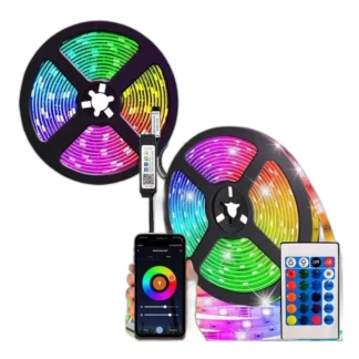 2x TAŚMA LED LISTWA RGB 5m ZEWNĘTRZNA WODOODPORNA MOCNA BLUETOOTH + PILOT — zdjęcie 1