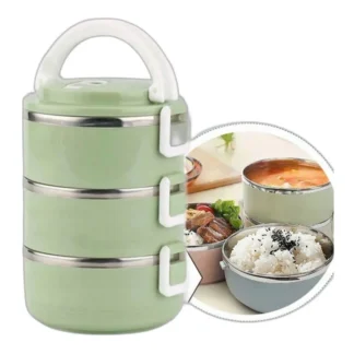 DUŻY TERMOS OBIADOWY POJEMNIK TERMICZNY LUNCHBOX NA ŻYWNOŚĆ ZUPĘ 3 POZIOMY — zdjęcie 1